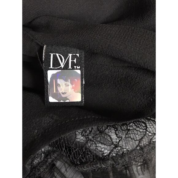 DVF DIANE von FURSTENBERG Black Maurice SILK & LACE TOP Size 6 NWT - Picture 5 of 5